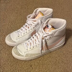 Nike White and Blush High-Top Blazers